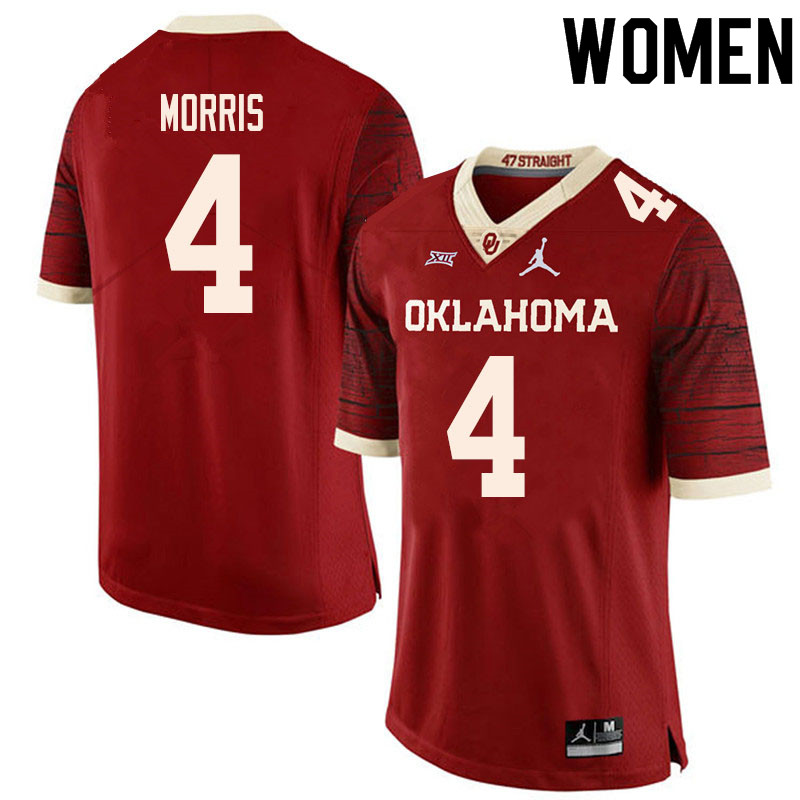 Women #4 Chandler Morris Oklahoma Sooners College Football Jerseys Sale-Retro